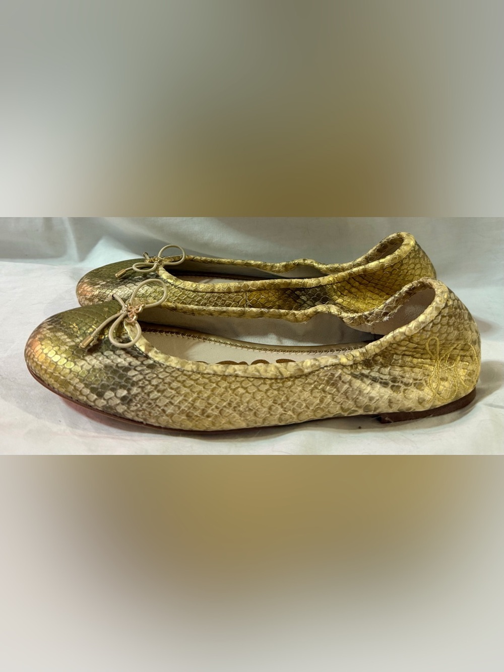 Sam Edelman Wm's Ballet Flat Sz 7 Leather Lined Python Print Felicia Comfort - Picture 3 of 7
